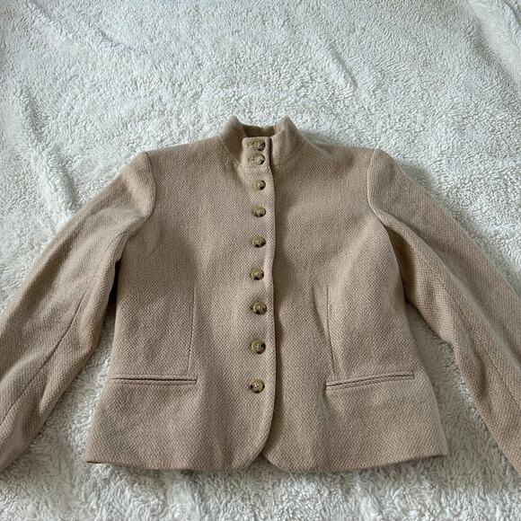 Lauren Ralph Lauren Jackets & Blazers - VTG LRL Wool Blend Jacket Herringbone Cream 14 Preppy Career Business Old Money